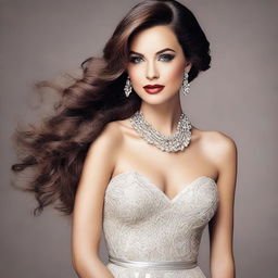 Create an image of a woman with a more attractive and glamorous appearance