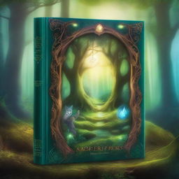 Create a captivating book cover featuring an enchanted forest with a mysterious, glowing portal