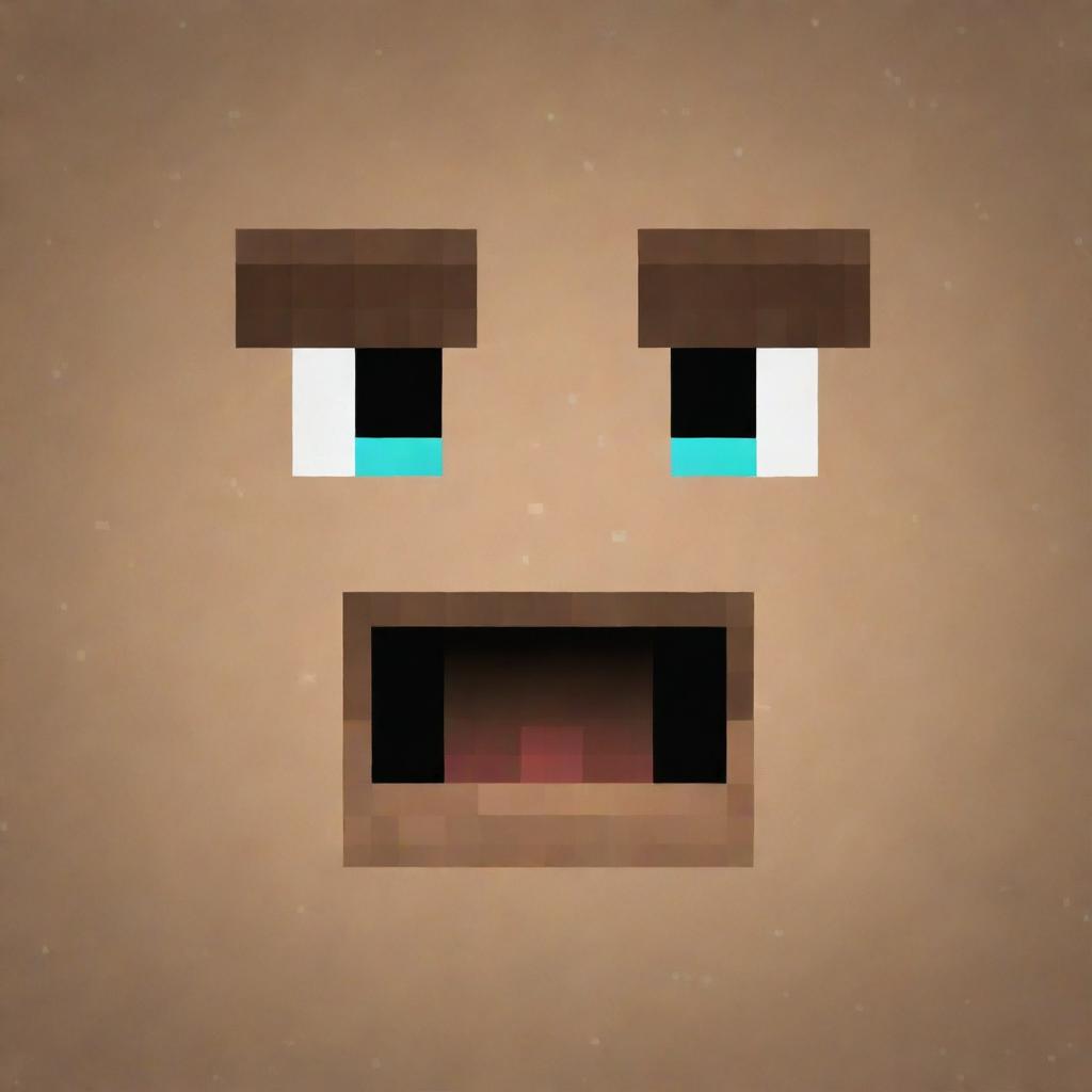 A pixelated Minecraft character skin, presenting expressive, blocky eyes wide in surprise and a square, open-mouthed look of astonishment indicative of the game's unique style.