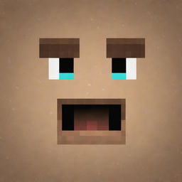 A pixelated Minecraft character skin, presenting expressive, blocky eyes wide in surprise and a square, open-mouthed look of astonishment indicative of the game's unique style.