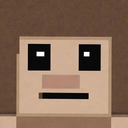A pixelated Minecraft character skin, presenting expressive, blocky eyes wide in surprise and a square, open-mouthed look of astonishment indicative of the game's unique style.