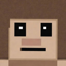 A pixelated Minecraft character skin, presenting expressive, blocky eyes wide in surprise and a square, open-mouthed look of astonishment indicative of the game's unique style.