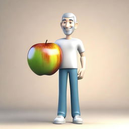 A 3D rendering of a man with an apple for a head