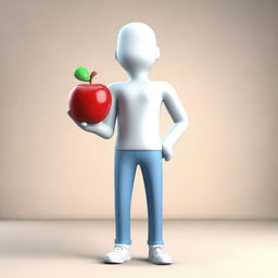 A 3D rendering of a man with an apple for a head