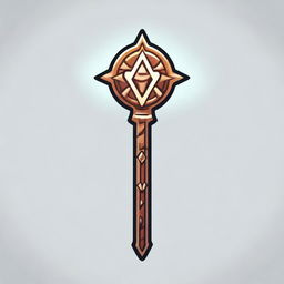 An icon representing a sorcerer class, featuring mystical symbols, a staff, and magical aura