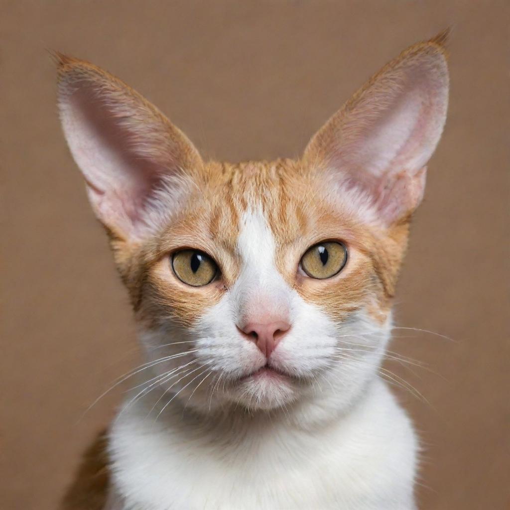 A unique cat with human ears, maintaining its feline charm while possessing realistic, humanlike ears.