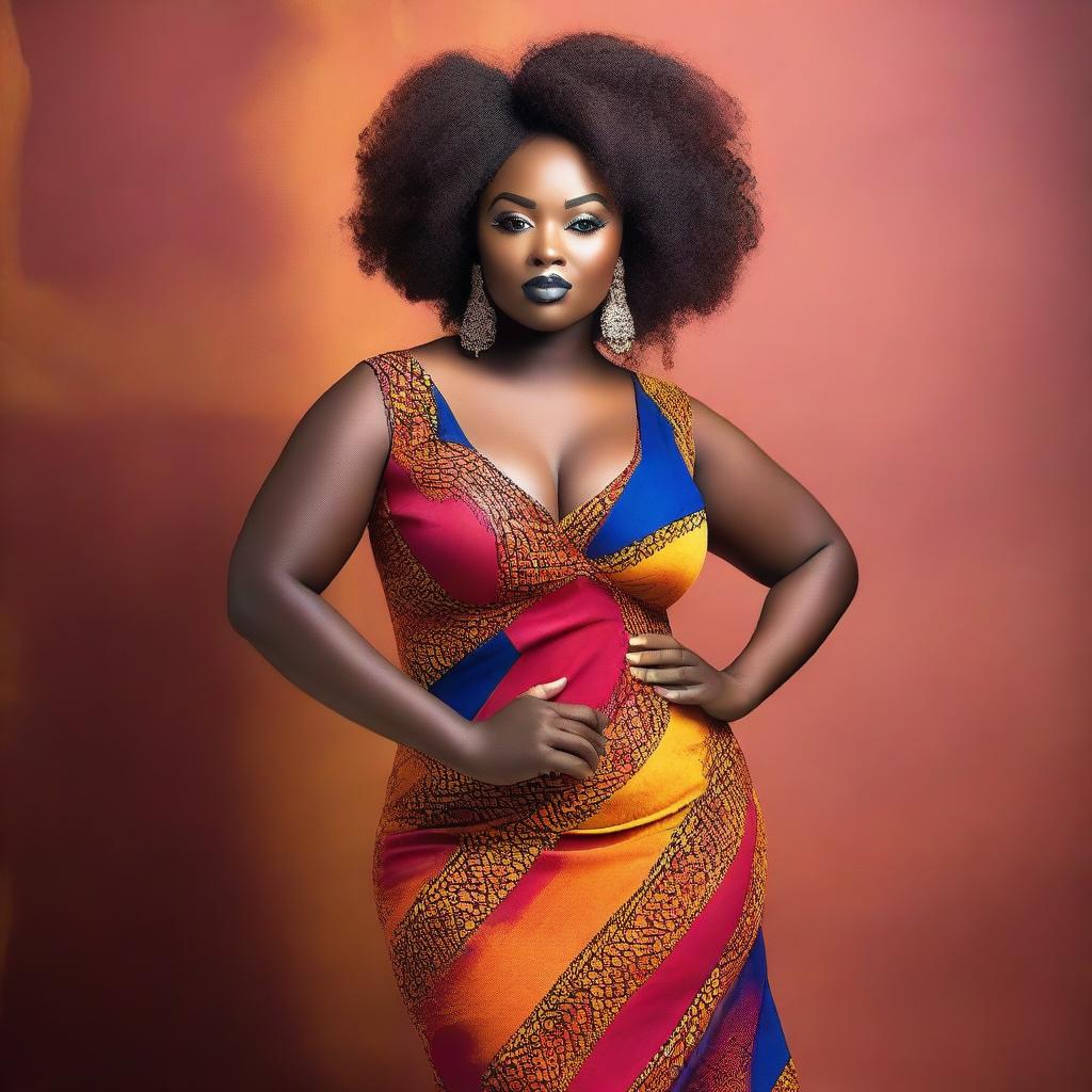 A beautiful, voluptuous African woman with an elegant pose