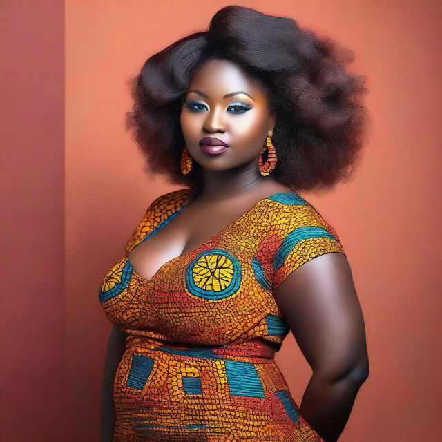 A beautiful, voluptuous African woman with an elegant pose