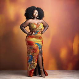 A beautiful, voluptuous African woman with an elegant pose