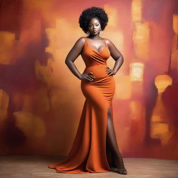 A beautiful, voluptuous African woman with an elegant pose