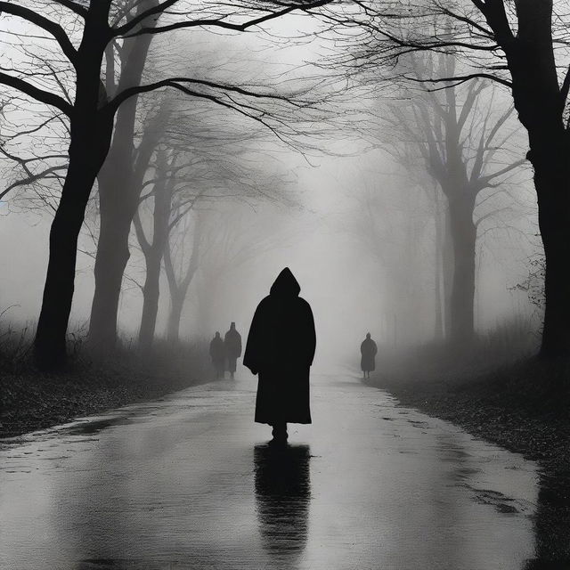 A dark and eerie scene depicting the Nightmare of 1983 on a creepy road in Lancaster, PA