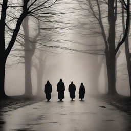 A dark and eerie scene depicting the Nightmare of 1983 on a creepy road in Lancaster, PA