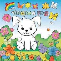 Create a professional and vibrant cover for a children's coloring book with animals