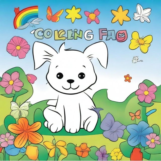 Create a professional and vibrant cover for a children's coloring book with animals