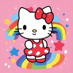 A cute and adorable image of Hello Kitty, the iconic character with a red bow on her ear, in a cheerful and colorful setting