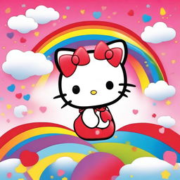 A cute and adorable image of Hello Kitty, the iconic character with a red bow on her ear, in a cheerful and colorful setting