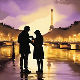 Generate an impressionist-style image of a young photographer and a girl artist in Paris