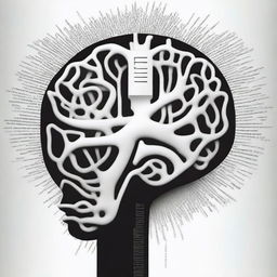 Una portada de libro artística en blanco y negro que presenta una imagen detallada e intrincada de un cerebro