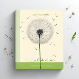 Create a book cover featuring a dandelion and a dandelion seed