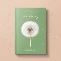 Create a book cover featuring a dandelion and a dandelion seed