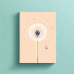 Create a book cover featuring a dandelion with one seed floating away