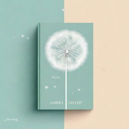 Create a book cover featuring a dandelion with one seed floating away