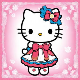 Create an image of Hello Kitty dressed in a traditional Chilean cueca costume