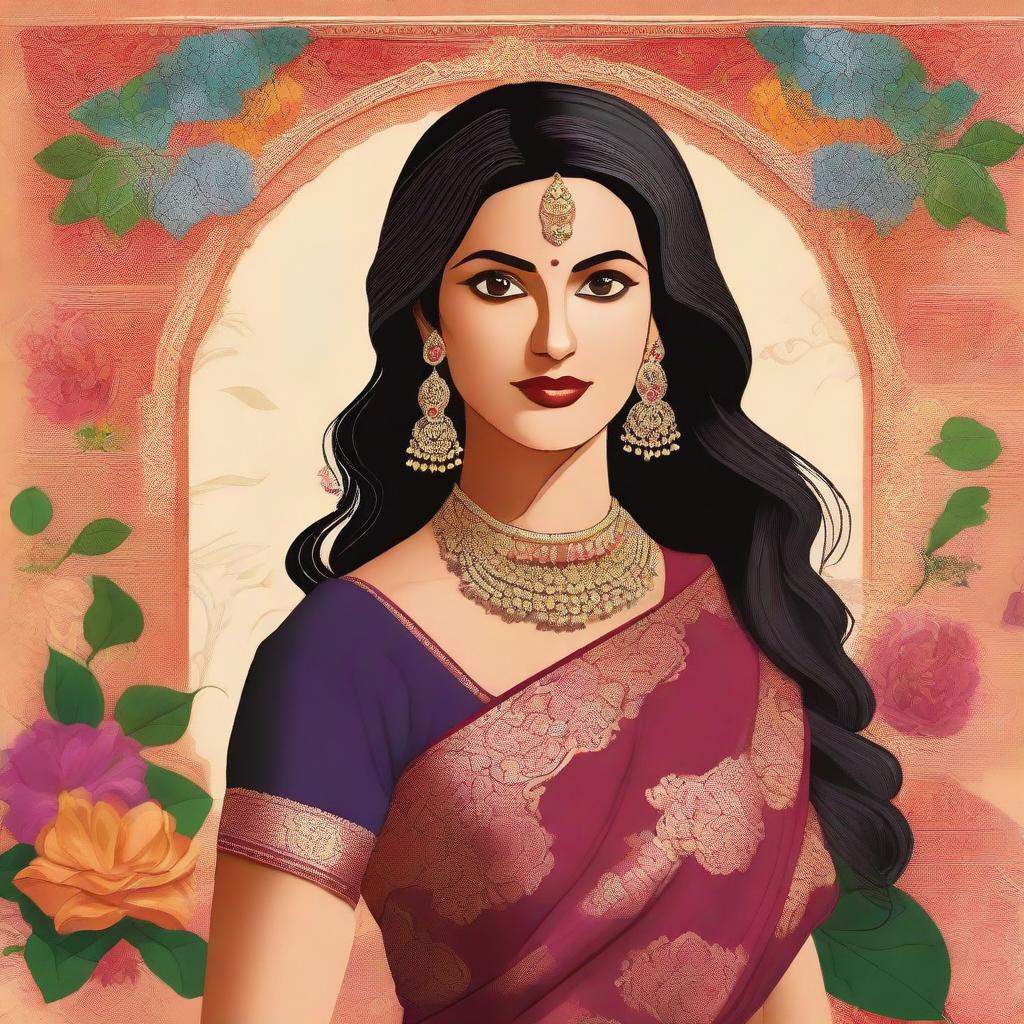 Create an image of an Indian woman wearing a traditional saree