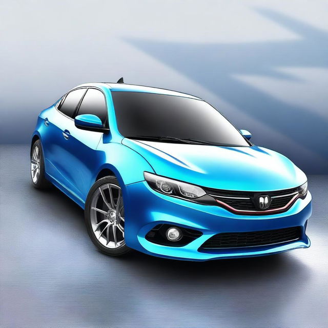 Generate an image of a new Changan sports racing car with the model Alsvin in blue color