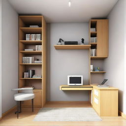 Design a 3x3 meter room with one wall featuring a 2-meter wide closet reaching the ceiling