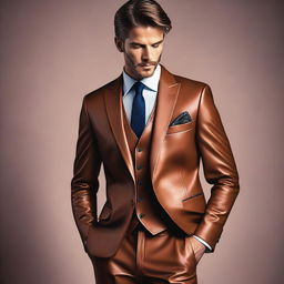 A high-quality image of a stylish leather suit