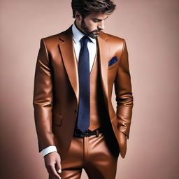 A high-quality image of a stylish leather suit