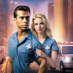 Create a cover art for a romance novel featuring an EMS theme