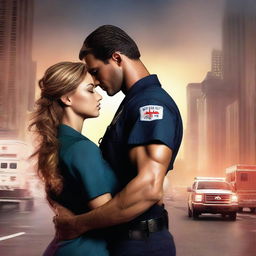 Create a high-definition romance novel cover art featuring a passionate couple in an embrace