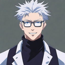 Create an image of Satoru Gojo, a tall, handsome man with spiky white hair