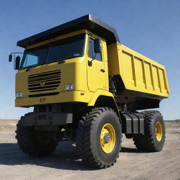 A dump truck crafted in a nuclearpunk aesthetic, fitted with radiation shielding, glowing with a post-nuclear lifespan and designed to transport hazardous radioactive materials.