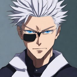 Create an image of Satoru Gojo, a tall, handsome man with spiky white hair