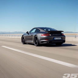 A sleek Porsche sports car driving on a highway