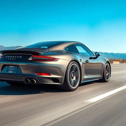 A sleek Porsche sports car driving on a highway