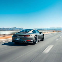 A sleek Porsche sports car driving on a highway