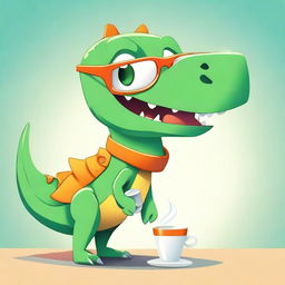 Illustrate a futuristic dinosaur wearing glasses, engaged in various sports activities such as playing soccer, basketball, and running