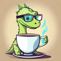 Create an illustration of a futuristic and unusual dinosaur wearing glasses