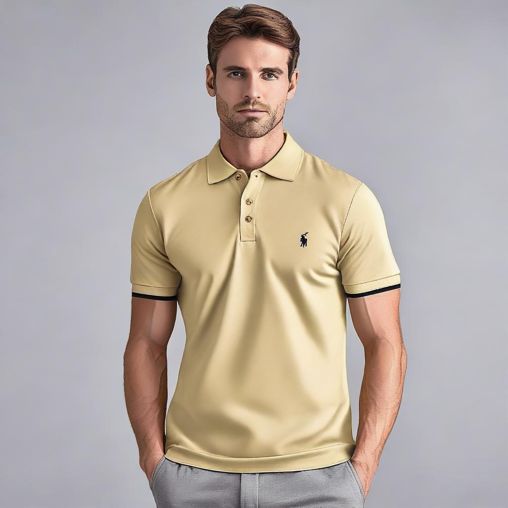 A stylish and casual polo shirt with a classic collar and three buttons