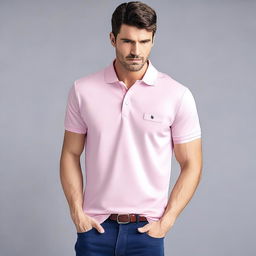 A stylish and casual polo shirt with a classic collar and three buttons