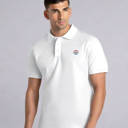 A polo shirt design featuring the 'RJS GROUP' logo on the right chest