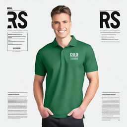 A polo shirt design featuring the words 'RJS GROUP' on the right chest in a professional and sleek font