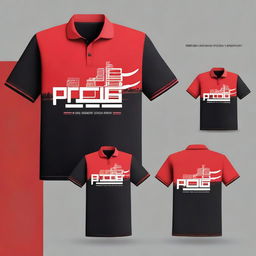 Design a polo shirt with the words 'RJS GROUP' in red color on the right chest