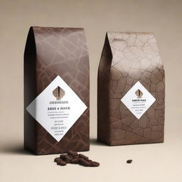 Design an unusual, textured, geometric packaging for coffee beans using the provided reference images