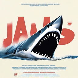 A detailed recreation of the iconic Jaws movie poster