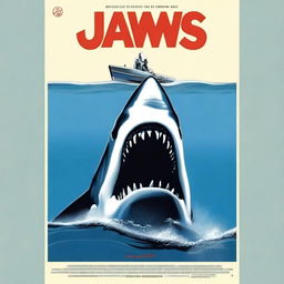 A detailed recreation of the iconic Jaws movie poster